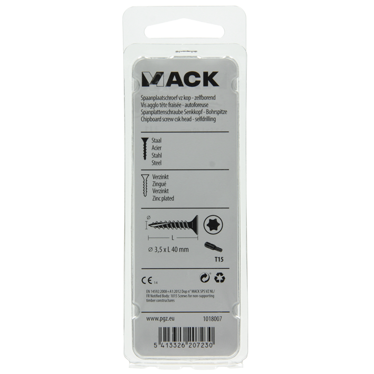 Load image into Gallery viewer, Mack 1018007 - spaanplschr.vzkop-zelfb. geelverz. 55 st 3,5 x 40 mm | 5 stuks
