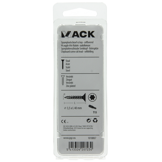 Mack 1018007 - spaanplschr.vzkop-zelfb. geelverz. 55 st 3,5 x 40 mm | 5 stuks