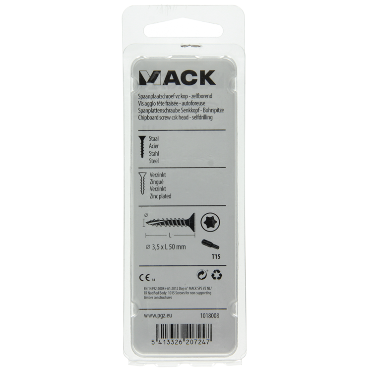 Load image into Gallery viewer, Mack 1018008 - spaanplschr.vzkop-zelfb. geelverz. 45 st 3,5 x 50 mm | 5 stuks
