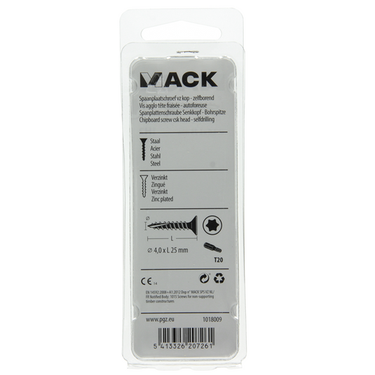 Mack 1018009 - spaanplschr.vzkop-zelfb. geelverz. 70 st 4,0 x 25 mm | 5 stuks