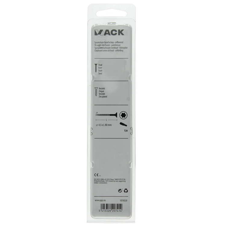 Load image into Gallery viewer, Mack 1018020 - spaanplschr.vzkop-zelfb. geelverz. 20 st 4,5 x 80 mm | 5 stuks
