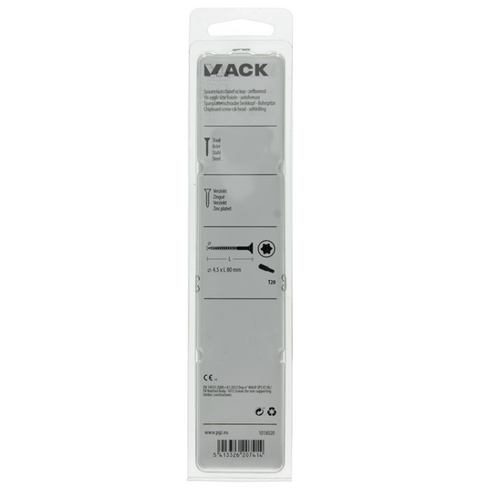 Mack 1018020 - spaanplschr.vzkop-zelfb. geelverz. 20 st 4,5 x 80 mm | 5 stuks
