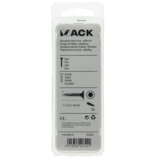 Mack 1018021 - spaanplschr.vzkop-zelfb. geelverz. 26 st 5,0 x 40 mm | 5 stuks
