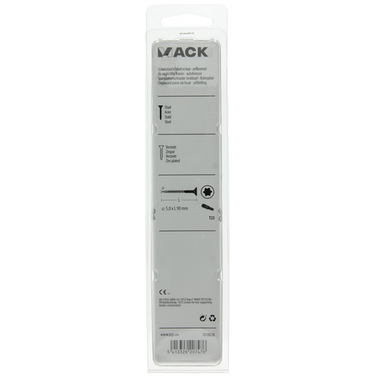 Mack 1018026 - spaanplschr.vzkop-zelfb. geelverz. 18 st 5,0 x 90 mm | 5 stuks