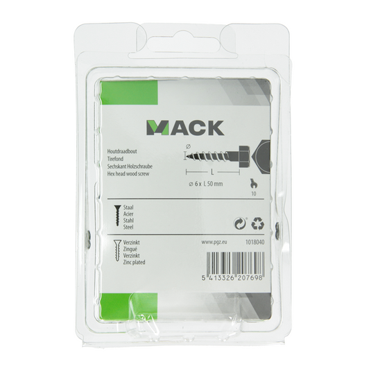 Mack 1018040 - houtdraadbout staal verzinkt 28 st 6 x 50 mm | 5 stuks
