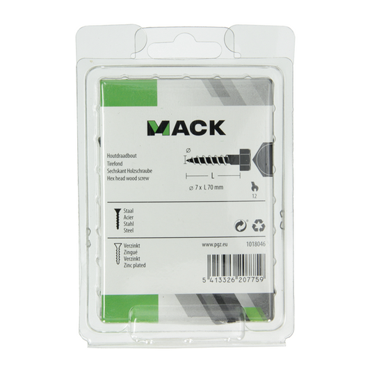 Mack 1018046 - houtdraadbout staal verzinkt 20 st 7 x 70 mm | 5 stuks