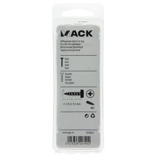 Mack 1018054 - zelftappende schroef cylkop verz.110 st 2,9 x 9,5 mm | 10 stuks