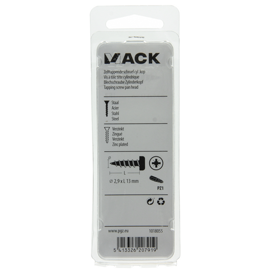 Mack 1018055 - zelftappende schroef cylkop verz.100 st 2,9 x 13 mm | 10 stuks