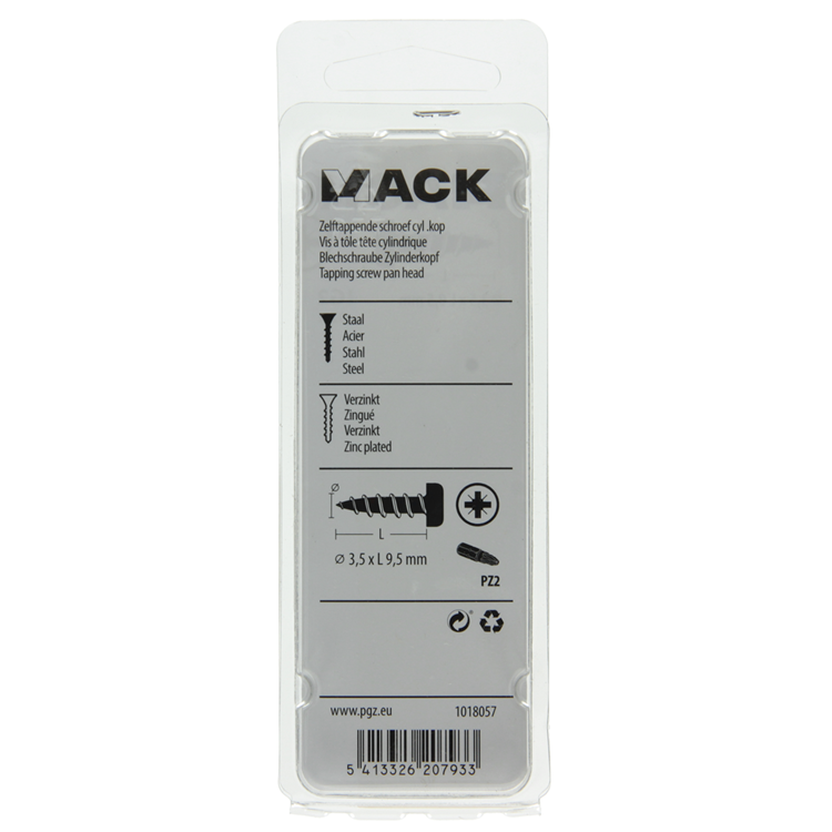 Afbeelding laden in galerijviewer, Mack 1018057 - zelftappende schroef cylkop verz. 82 st 3,5 x 9,5 mm | 10 stuks
