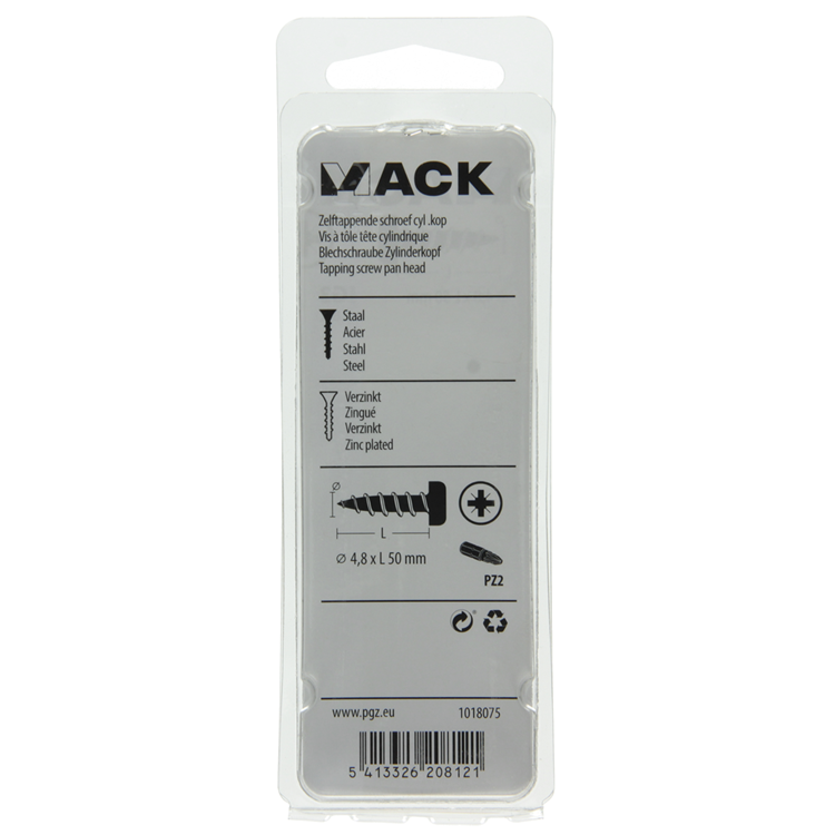 Load image into Gallery viewer, Mack 1018075 - zelftappende schroef cylkop verz. 18 st 4,8 x 50 mm | 5 stuks
