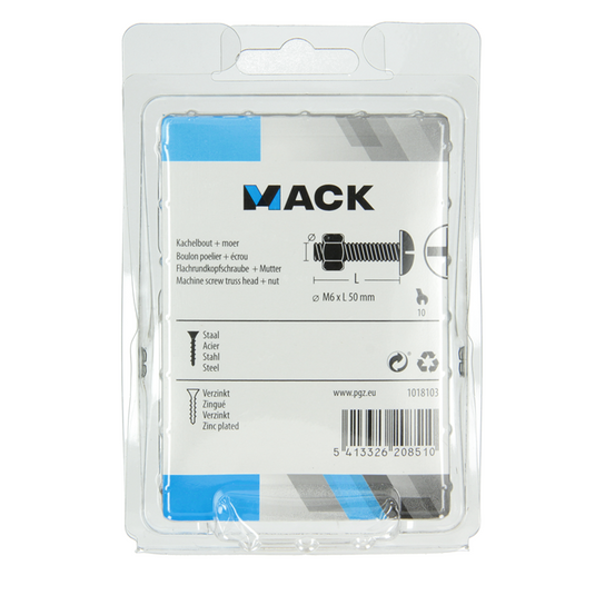 Mack 1018103 - kachelbout + moer staal verzinkt 26 st m6 x 50 mm | 5 stuks