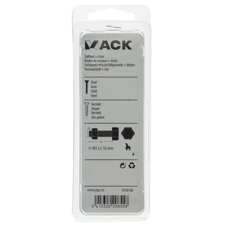 Load image into Gallery viewer, Mack 1018106 - tapbout + moer staal verzinkt 40 st m5 x 16 mm | 5 stuks
