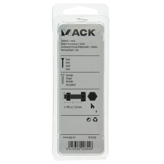 Mack 1018106 - tapbout + moer staal verzinkt 40 st m5 x 16 mm | 5 stuks