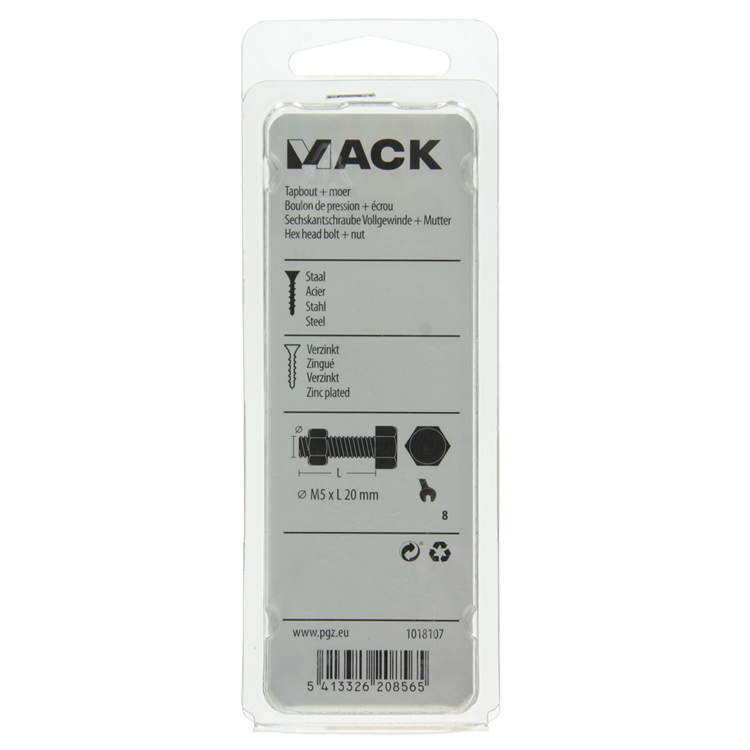 Load image into Gallery viewer, Mack 1018107 - tapbout + moer staal verzinkt 35 st m5 x 20 mm | 5 stuks
