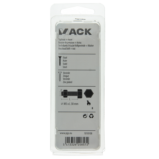 Mack 1018108 - tapbout + moer staal verzinkt 30 st m5 x 30 mm | 5 stuks