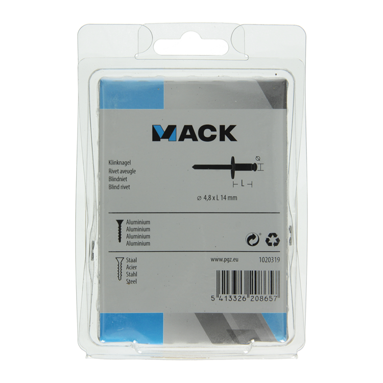 Load image into Gallery viewer, Mack 1020319 - 50 blindnieten alu brede kop 4,8x14mm | 3 stuks
