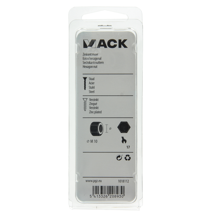 Load image into Gallery viewer, Mack 1018112 - zeskant moer staal verzinkt 20 st m 10 | 5 stuks
