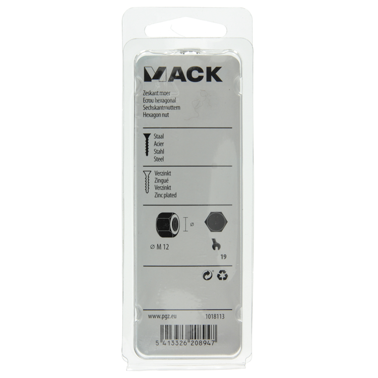 Afbeelding laden in galerijviewer, Mack 1018113 - zeskant moer staal verzinkt 12 st m 12 | 5 stuks
