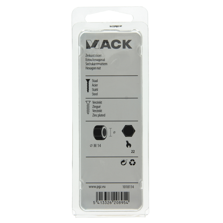 Load image into Gallery viewer, Mack 1018114 - zeskant moer staal verzinkt 9 st m 14 | 5 stuks
