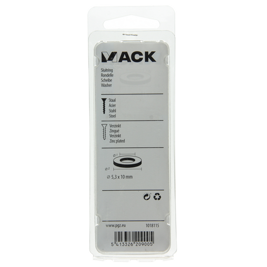 Mack 1018115 - sluitring staal verzinkt 200 st 5,3 x 10 mm | 10 stuks