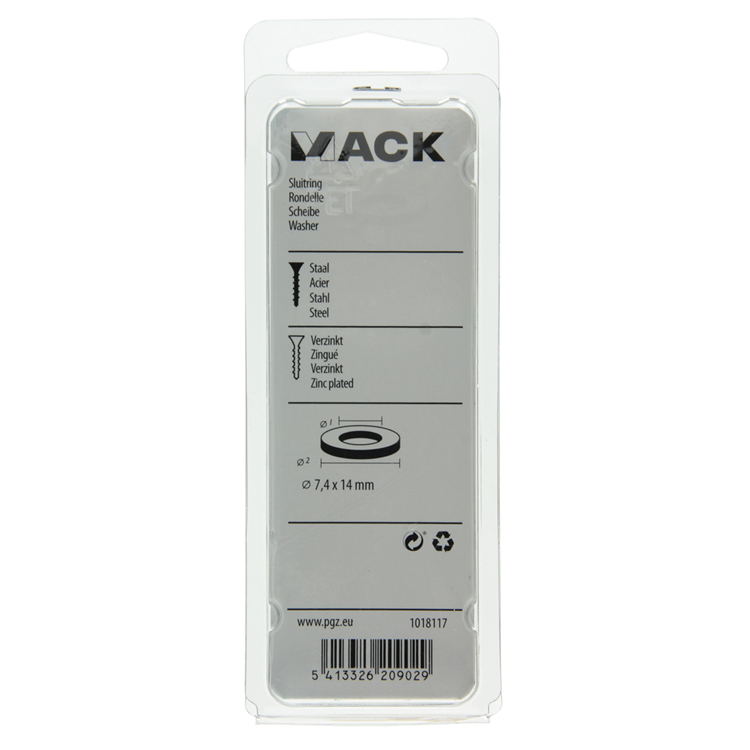 Load image into Gallery viewer, Mack 1018117 - sluitring staal verzinkt 100 st 7,4 x 14 mm | 5 stuks
