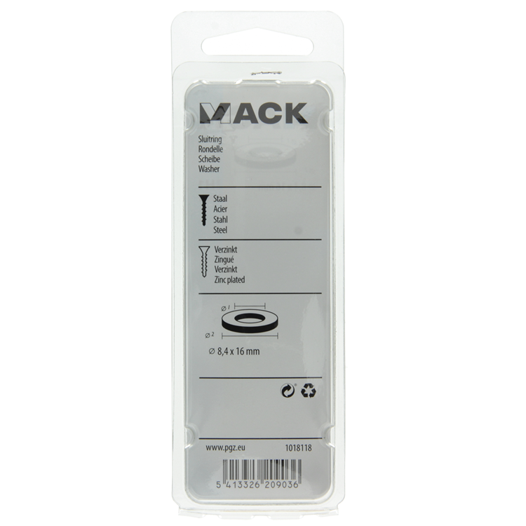 Load image into Gallery viewer, Mack 1018118 - sluitring staal verzinkt 100 st 8,4 x 16 mm | 5 stuks
