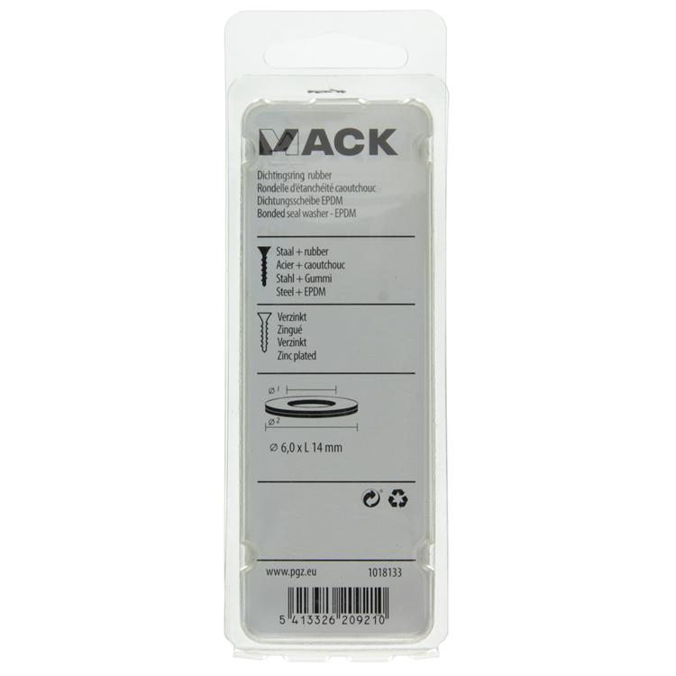 Load image into Gallery viewer, Mack 1018133 - dichtingsring rubber verzinkt 50 st 6,0 x 14 mm | 5 stuks
