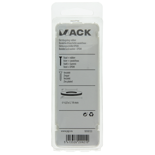Mack 1018133 - dichtingsring rubber verzinkt 50 st 6,0 x 14 mm | 5 stuks