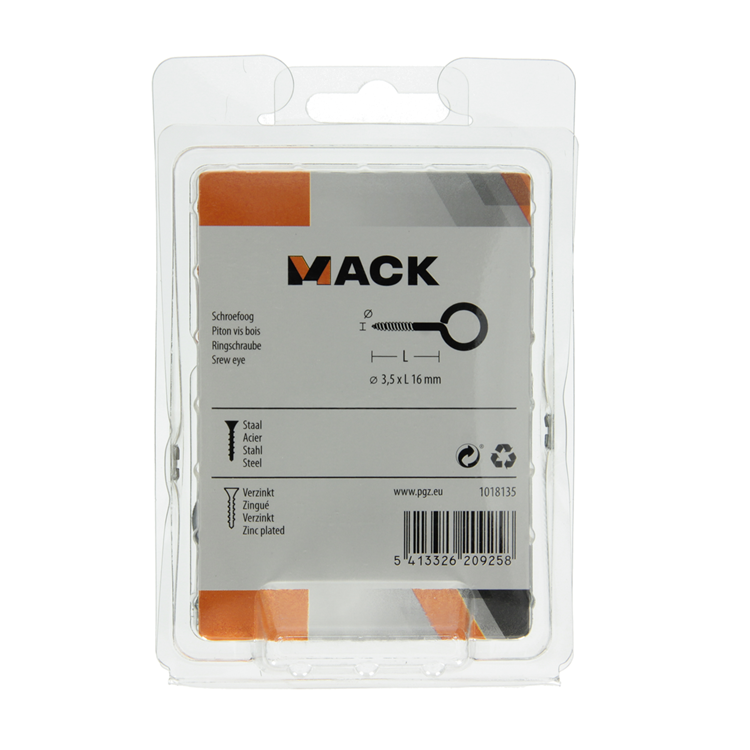 Load image into Gallery viewer, Mack 1018135 - schroefoog staal verzinkt 45st 3,5 x 16 mm | 5 stuks
