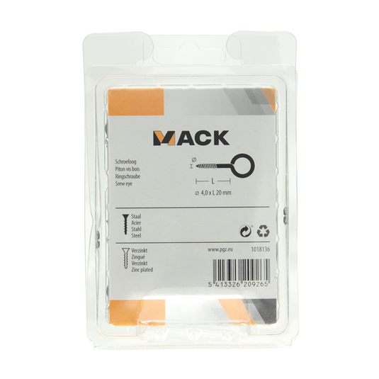 Mack 1018136 - schroefoog staal verzinkt 40st 4,0 x 20 mm | 5 stuks