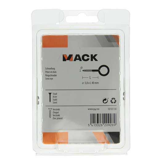 Mack 1018138 - schroefoog staal verzinkt 15st 5,0 x 40 mm | 5 stuks