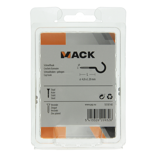 Mack 1018140 - schroefhaak staal verzinkt 35 st 4,0 x 20 mm | 5 stuks