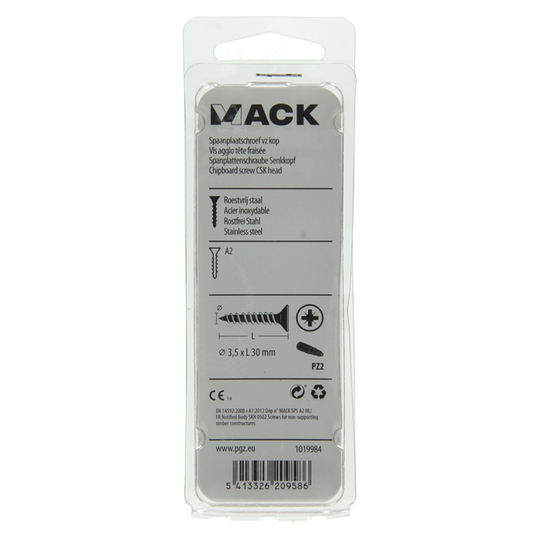 Mack 1019984 - spaanplaatschroef vz kop rvs 75 st 3,5 x 30 mm | 5 stuks