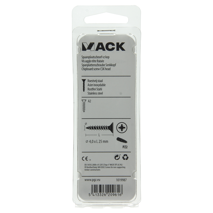 Load image into Gallery viewer, Mack 1019987 - spaanplaatschroef vz kop rvs 70 st 4,0 x 25 mm | 5 stuks
