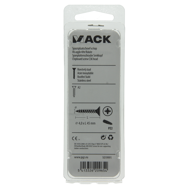 Load image into Gallery viewer, Mack 1019991 - spaanplaatschroef vz kop rvs 35 st 4,0 x 45 mm | 5 stuks
