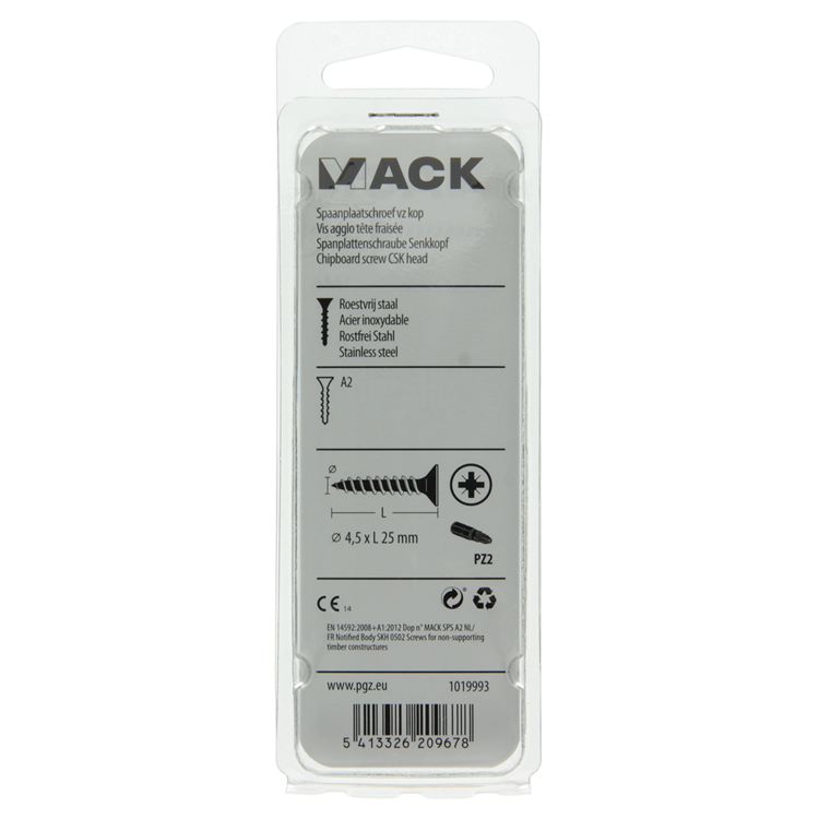 Load image into Gallery viewer, Mack 1019993 - spaanplaatschroef vz kop rvs 55 st 4,5 x 25 mm | 5 stuks
