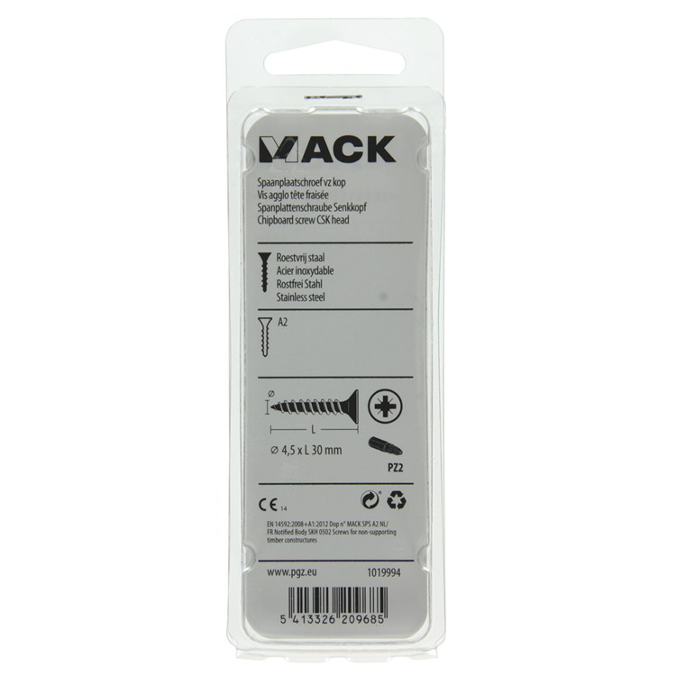 Afbeelding laden in galerijviewer, Mack 1019994 - spaanplaatschroef vz kop rvs 50 st 4,5 x 30 mm | 5 stuks
