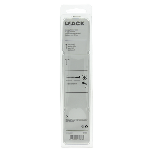 Mack 1020005 - spaanplaatschroef vz kop rvs 12 st 6,0 x 80 mm | 5 stuks