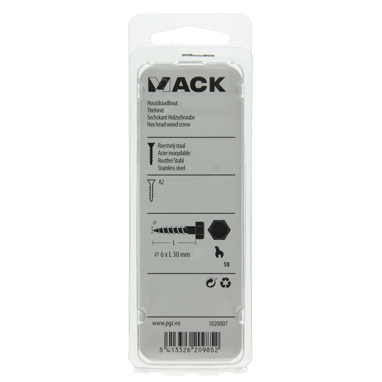 Load image into Gallery viewer, Mack 1020007 - houtdraadbout roestvrijstaal 18 st 6 x 30 mm | 5 stuks

