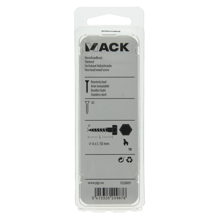 Load image into Gallery viewer, Mack 1020009 - houtdraadbout roestvrijstaal 12 st 6 x 50 mm | 5 stuks

