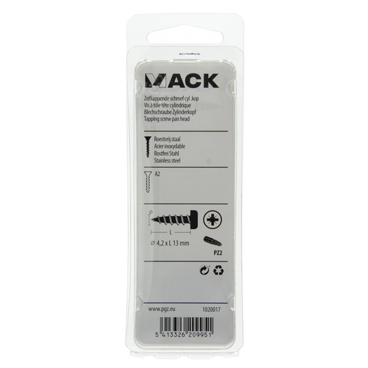 Mack 1020017 - zelftappende schroef cyl.kop a2 44 st 4,2 x 13 mm | 5 stuks