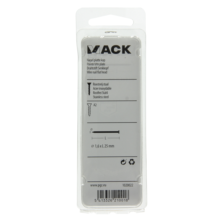 Load image into Gallery viewer, Mack 1020022 - nagel platte kop inox a2 85 st 1,6 x 25 mm | 5 stuks
