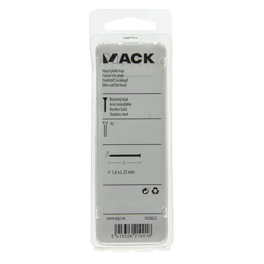 Mack 1020022 - nagel platte kop inox a2 85 st 1,6 x 25 mm | 5 stuks
