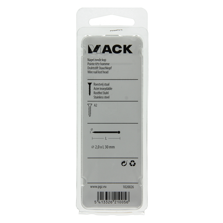 Load image into Gallery viewer, Mack 1020026 - nagel ronde kop inox a2 70 st 2,0 x 30 mm | 5 stuks
