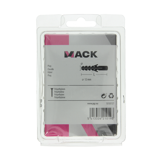 Mack 1018157 - plug polyethyleen 25 st 12mm | 3 stuks
