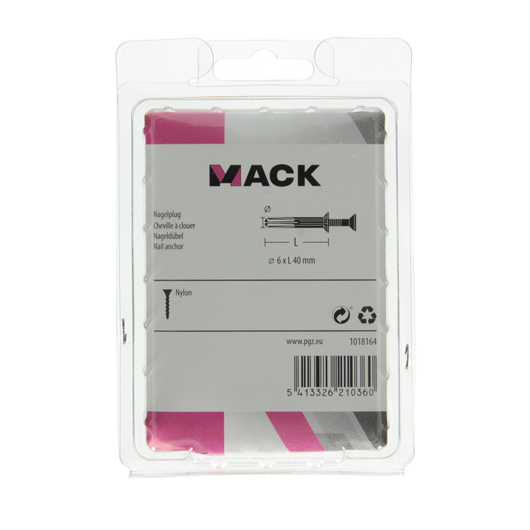 Afbeelding laden in galerijviewer, Mack 1018164 - nylon nagelplug polyamide 38 st 6 x 40 mm | 3 stuks
