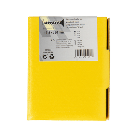 Mack 1020084 - spaanplaatschroef vz kop geelvz 200 st 3,5 x 30 mm | 5 stuks