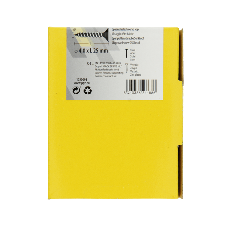 Load image into Gallery viewer, Mack 1020091 - spaanplaatschroef vz kop geel vz 200 st 4,0 x 25 mm | 5 stuks
