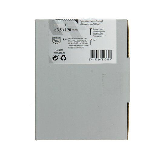 Mack 1020226 - spaanplaatschroef vz kop inox a2 200 st 3,5 x 20 mm | 2 stuks