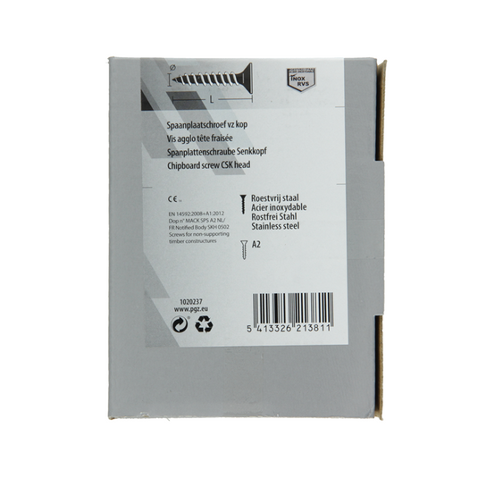 Mack 1020237 - spaanplaatschroef vz kop inox a2 100 st 4,0 x 50 mm | 2 stuks
